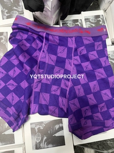 Matty boy.antipromo千眼棋盘格印花长款美潮内裤男女同款裤衩
