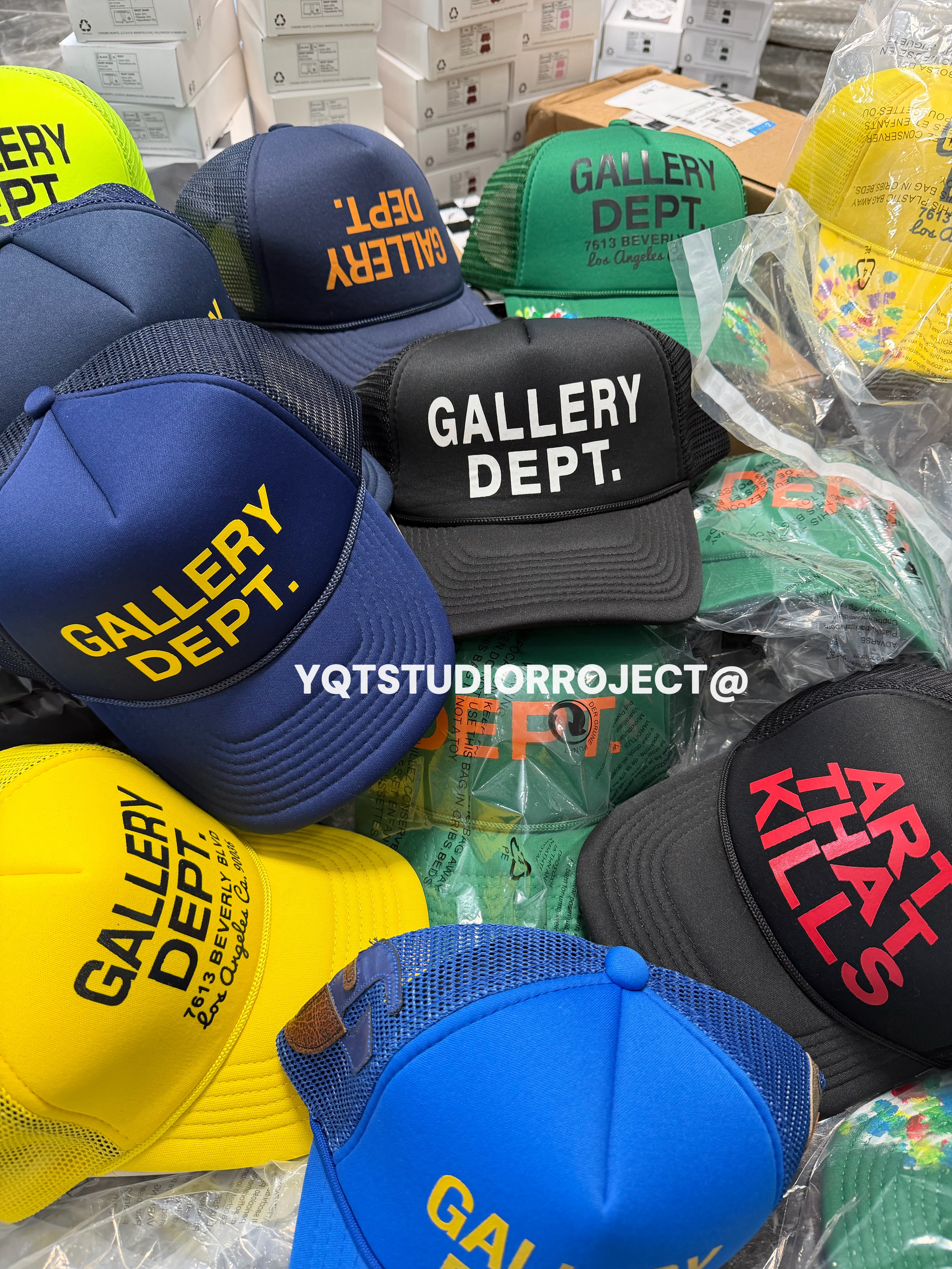 自主GALLERY DEPT 美式复古字母网眼印花棒球帽弯檐帽卡车司机帽