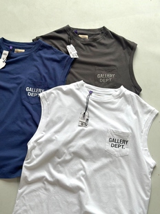 复古vintage水洗口袋印花无袖 背心T恤男女潮 dept自主美式 gallery