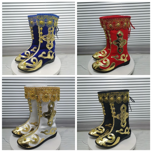 新款蒙古鞋靴藏族鞋打鼓靴少数民族成人儿童新疆演出舞蹈鞋歌手鞋