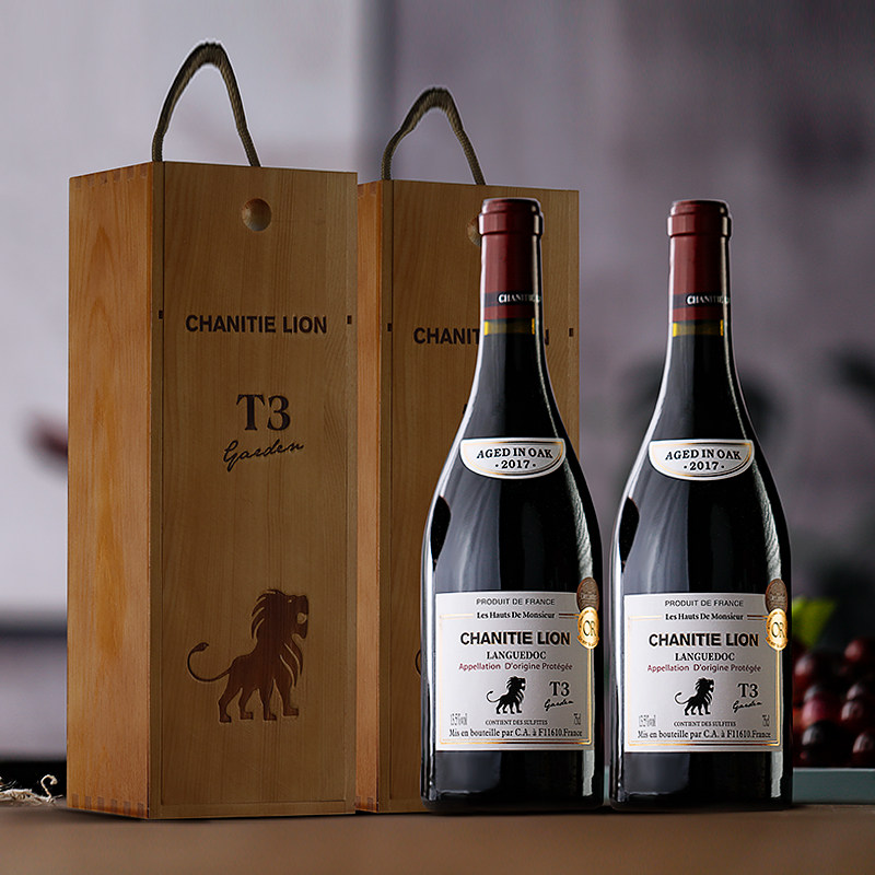 法国原瓶进口金奖aop干红葡萄酒 康帝雄狮t3园红酒整箱双支礼盒装