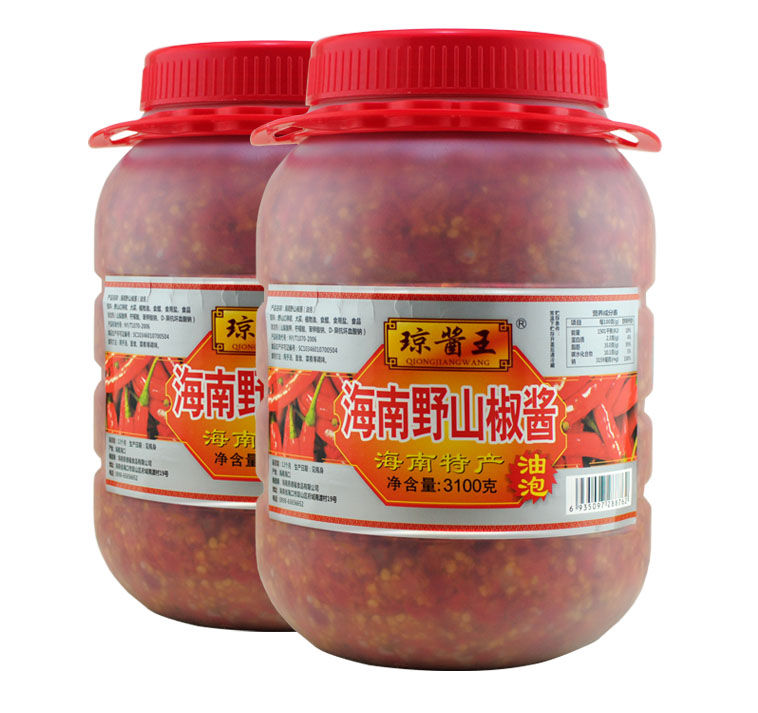琼酱王野山椒辣椒酱3100g油泡特辣蒜蓉香辣小米剁椒海南三亚特产