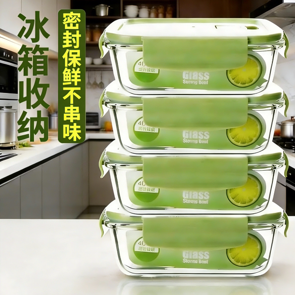 玻璃保鲜盒冰箱收纳专用饭盒微波炉加热上班族食品级带饭餐盒套装