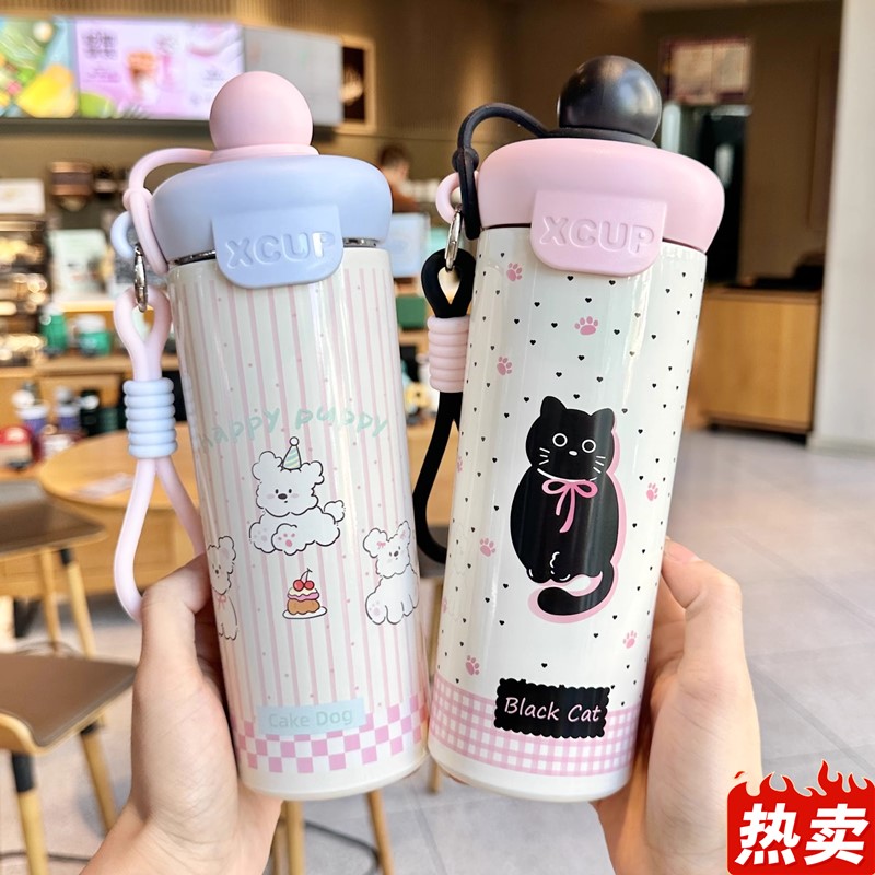 高颜值保温杯大容量316吸管杯子.