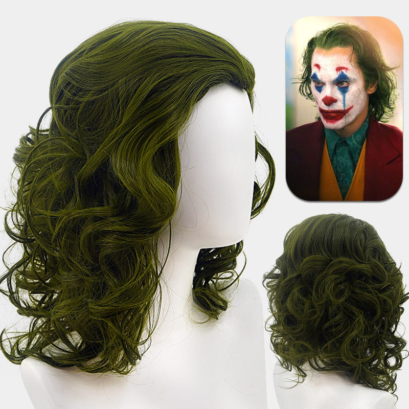 万圣节小丑假发男款joker希斯莱杰全头套搞怪短卷发cos动漫绿色