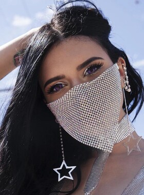 万圣节带钻三角口罩夜店面具闪钻