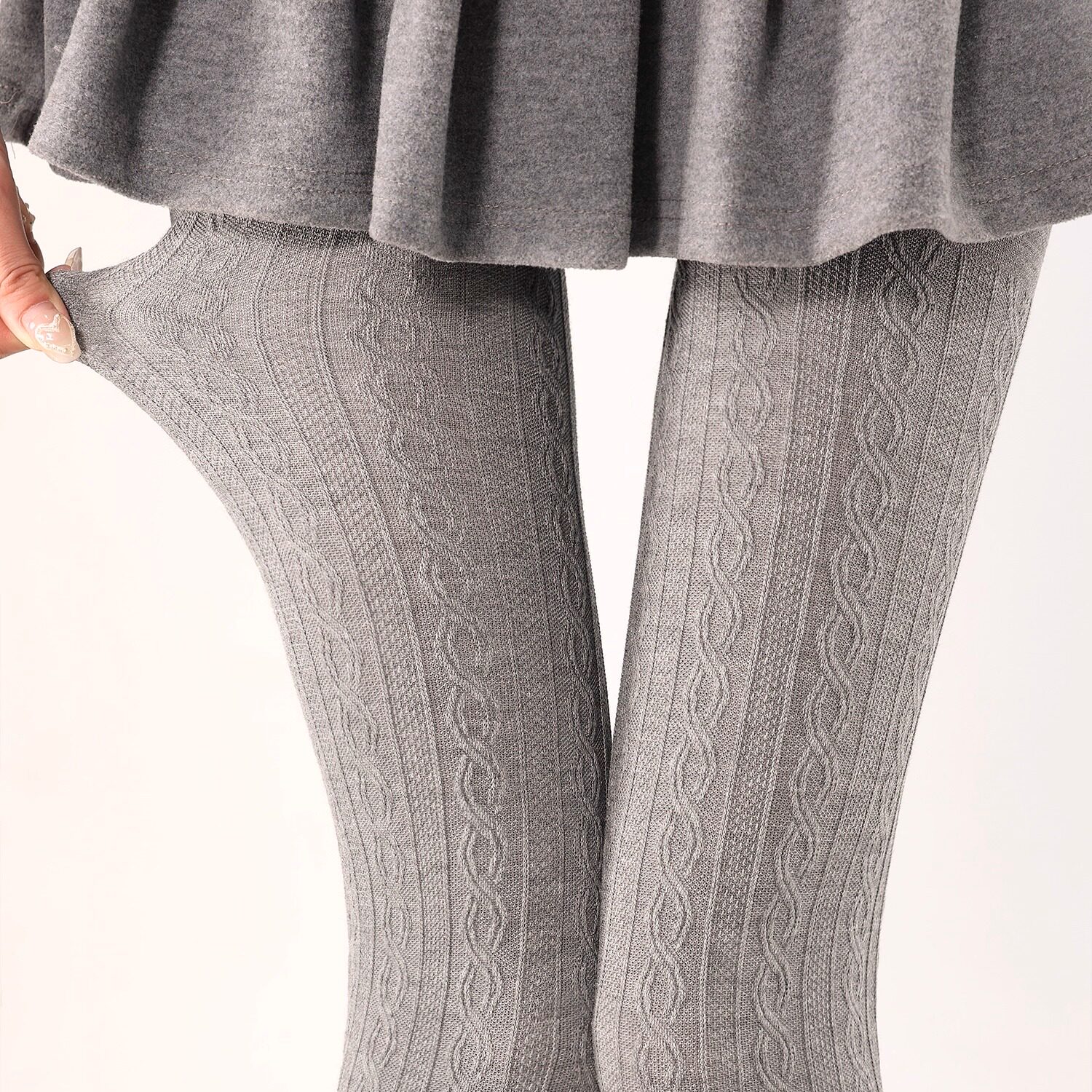抵达一楼格雷系灰色麻花条纹连裤袜保暖针织显瘦JK打底裤叠穿袜套