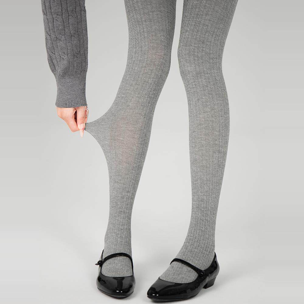 抵达一楼日系打底袜甜美麻花竖条纹灰色显瘦连裤袜秋冬透肉棉袜女
