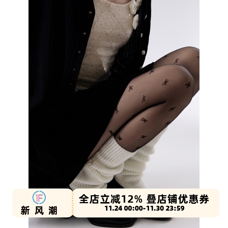 蝴蝶结黑色丝袜韩系辣妹丝袜