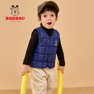 巴布豆童装男童马甲秋冬2024新款儿童女童宝宝外穿秋冬羽绒棉背心