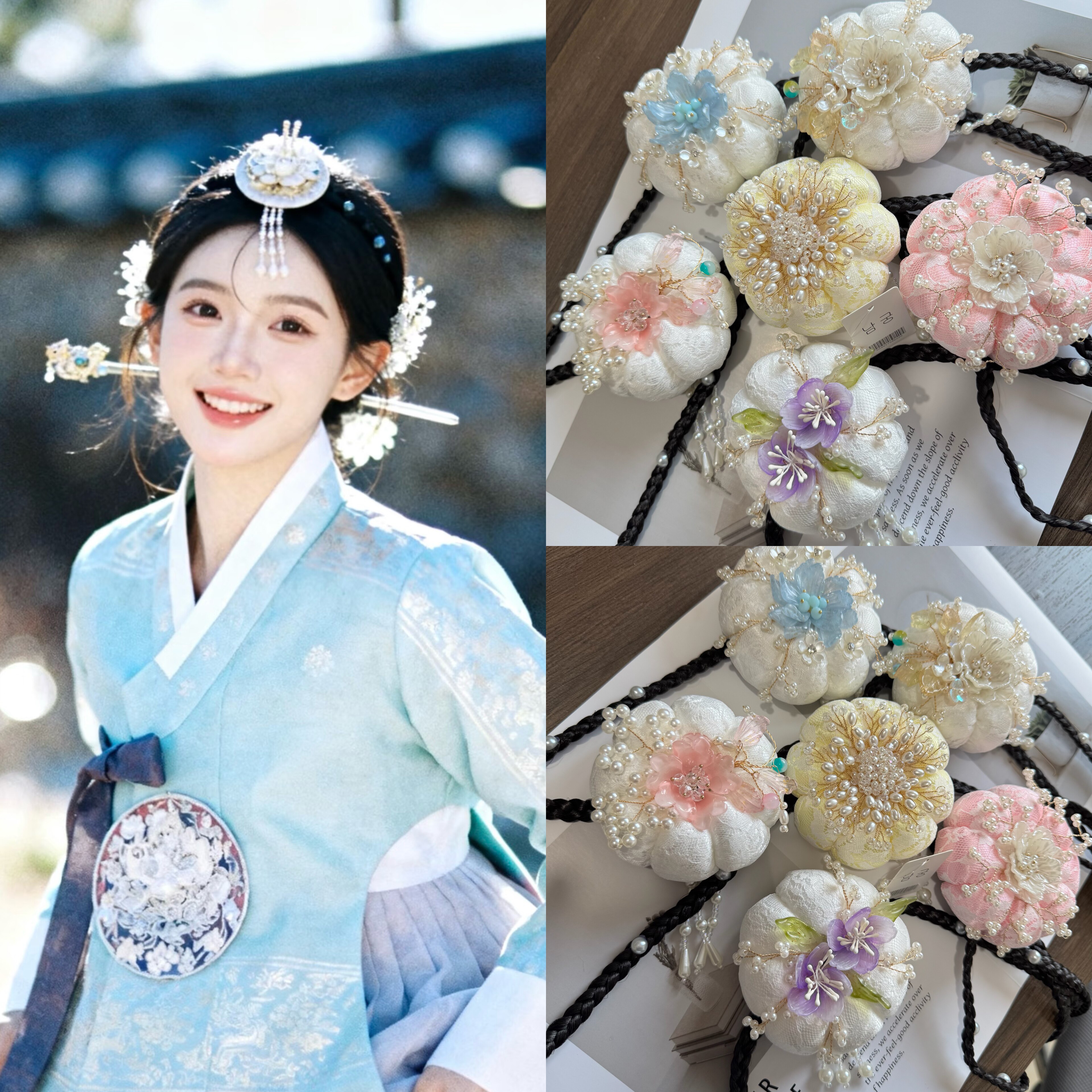 朝鲜族传统服装头饰南瓜发包民俗园拍摄头饰朝鲜公主发饰韩服头饰
