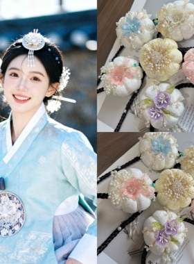 朝鲜族传统服装头饰南瓜发包民俗园拍摄头饰朝鲜公主发饰韩服头饰