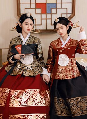 韩服高级婚纱结婚金色韩服