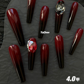 亚文化新款 屿辰 红宝石 小众重工欧美超长手工高级美甲穿戴甲指甲