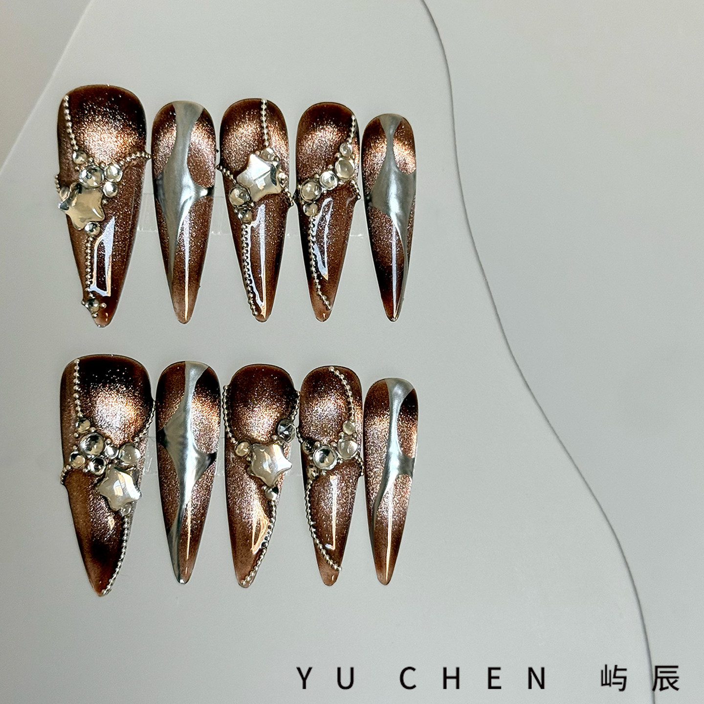 屿辰|金美拉德 亚文化新款小众重工欧美中长款手工高级美甲穿戴甲,彩妆/香水/美妆工具,穿戴甲/甲片,淘宝优惠券,粉丝福利购,淘宝优惠卷