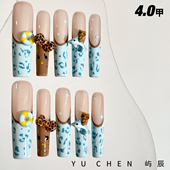 亚文化新款 屿辰 夏威夷 小众重工欧美超长手工豹纹高级美甲穿戴甲