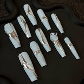 亚文化新款 屿辰 霜闪 手工重工小众欧美高级超长暗黑美甲穿戴甲