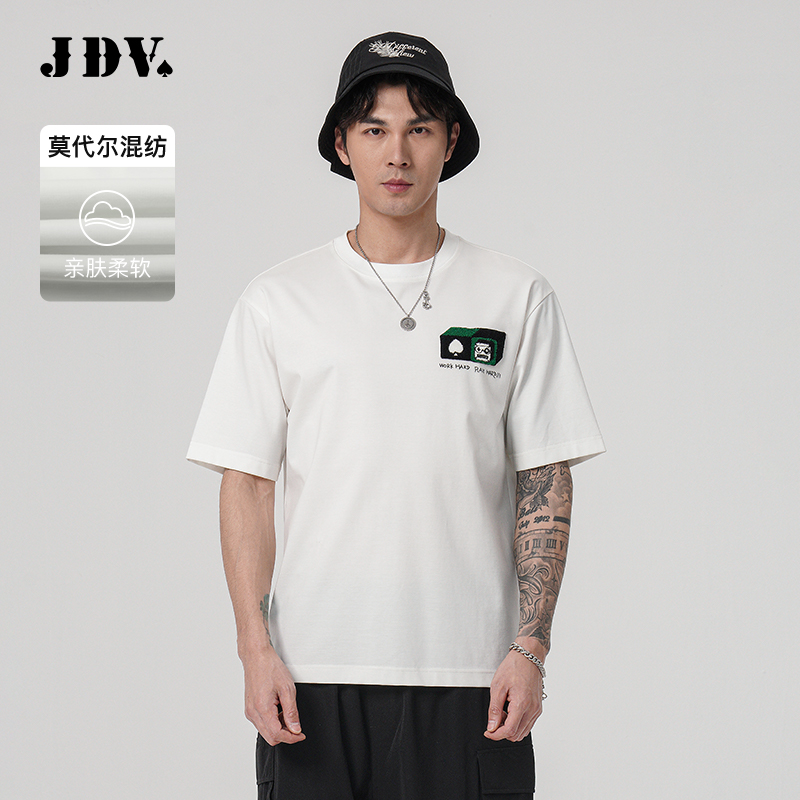 JDV白色圆领短袖T恤商场同款