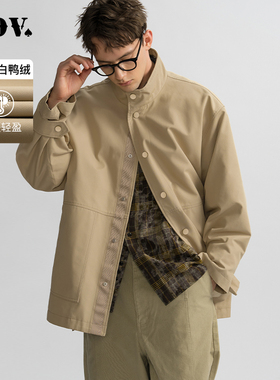 JDV奥莱旗舰店冬季折扣新品男士卡其色立领羽绒服短款外套WDW4571