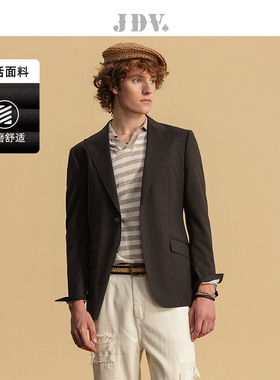 JDV男装春季新品商场同款棕色西装单排扣正装西服外套SMM4011