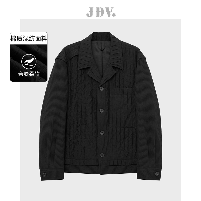 JDV商场同款黑色翻领条纹夹克