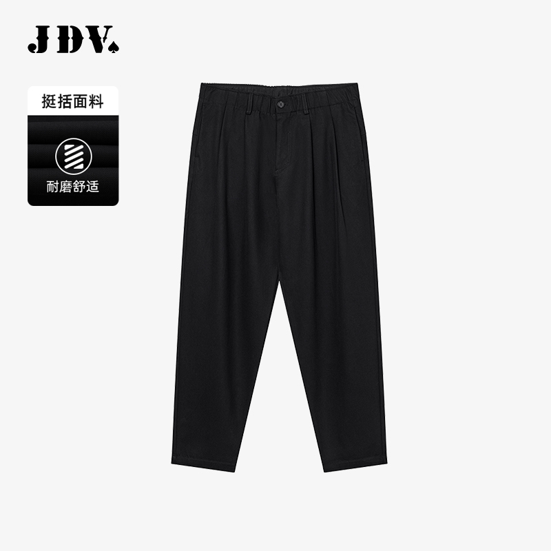 JDV商场同款黑色半松紧腰休闲裤