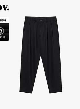 JDV男装春季新品商场同款黑色半松紧腰休闲裤宽松长裤WPL4627