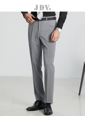 JDV男装商场同款春秋季新品灰色长裤修身直筒裤子商务西裤WPF1021