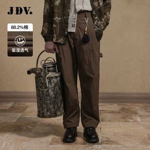 JDV男装春秋新款军绿色棉质宽松复古百搭休闲裤男裤子WPL4624