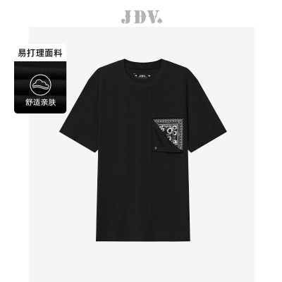 JDV夏季黑色印花男士短袖T恤
