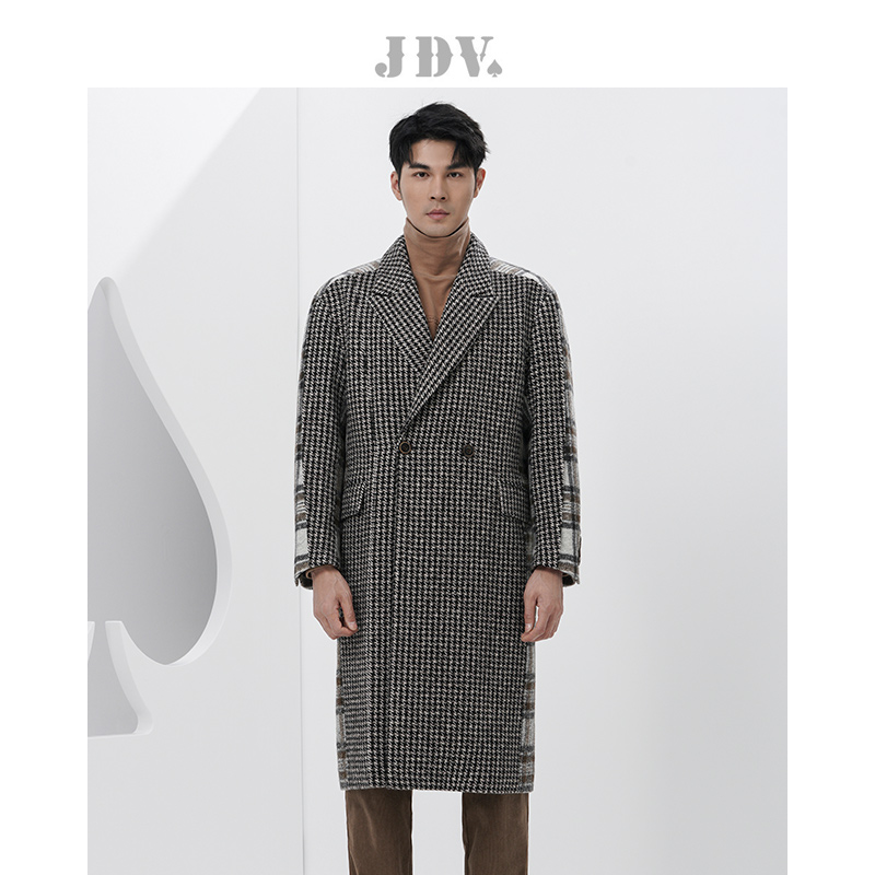 JDV彩格商场同款撞色呢大衣