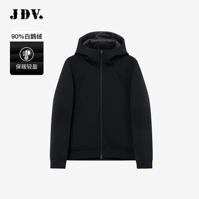 JDV黑色连帽男士短款羽绒服外套