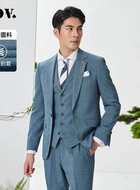 JDV男装春夏蓝灰平驳领商务正装礼服西服西装外套时尚职场SMM2005