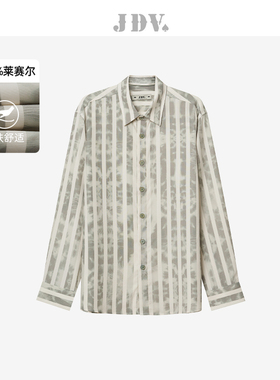 JDV奥莱旗舰店春秋折扣新品条纹莱赛尔长袖男士衬衫上衣SIC4325