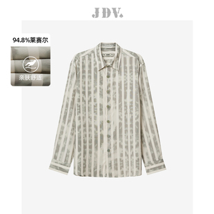 新品 衬衫 商场同款 男士 上衣SIC4325 绿色条纹莱赛尔长袖 JDV春季
