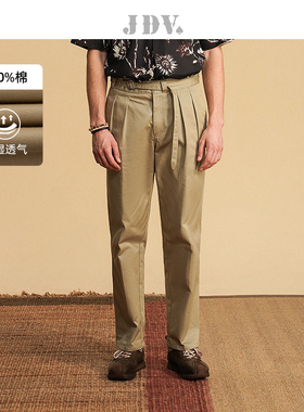JDV2025早秋新品商场同款卡其色纯棉裤宽松休闲裤长裤男裤SPL4619