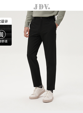 JDV男装商场同款季新品黑色条纹休闲裤修身直筒裤长裤WPL3617