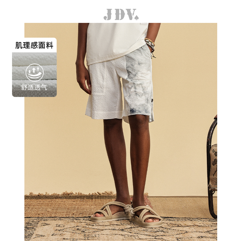 JDV商场白色印花肌理感五分裤