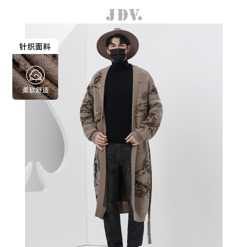 jdv驼色保暖潮搭中长款毛织开衫