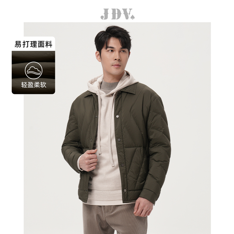 JDV商场同款墨绿色衬衫棉服外套
