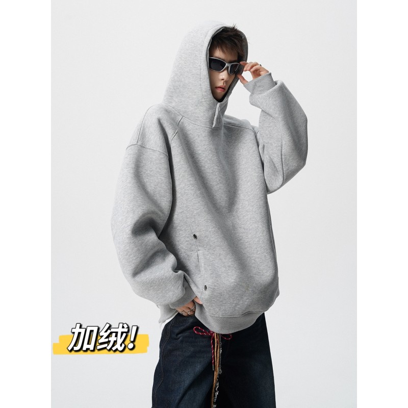 Grinch1928文艺宅男店1997邮政局逼格工作室加绒重磅宽松连帽卫衣