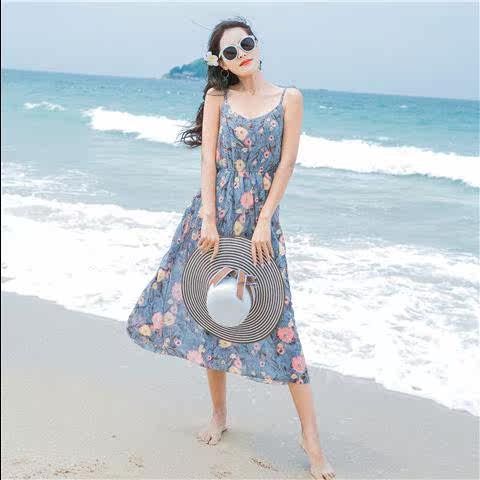 吊带碎花连衣裙女2018夏新款显瘦波西米亚雪纺长裙海边度假沙滩裙|msdalam kategori Butik wanita / wanita, pakaian - dari Buy2taobao.com untuk memberikan perkhidmatan ejen Taobao profesional membeli