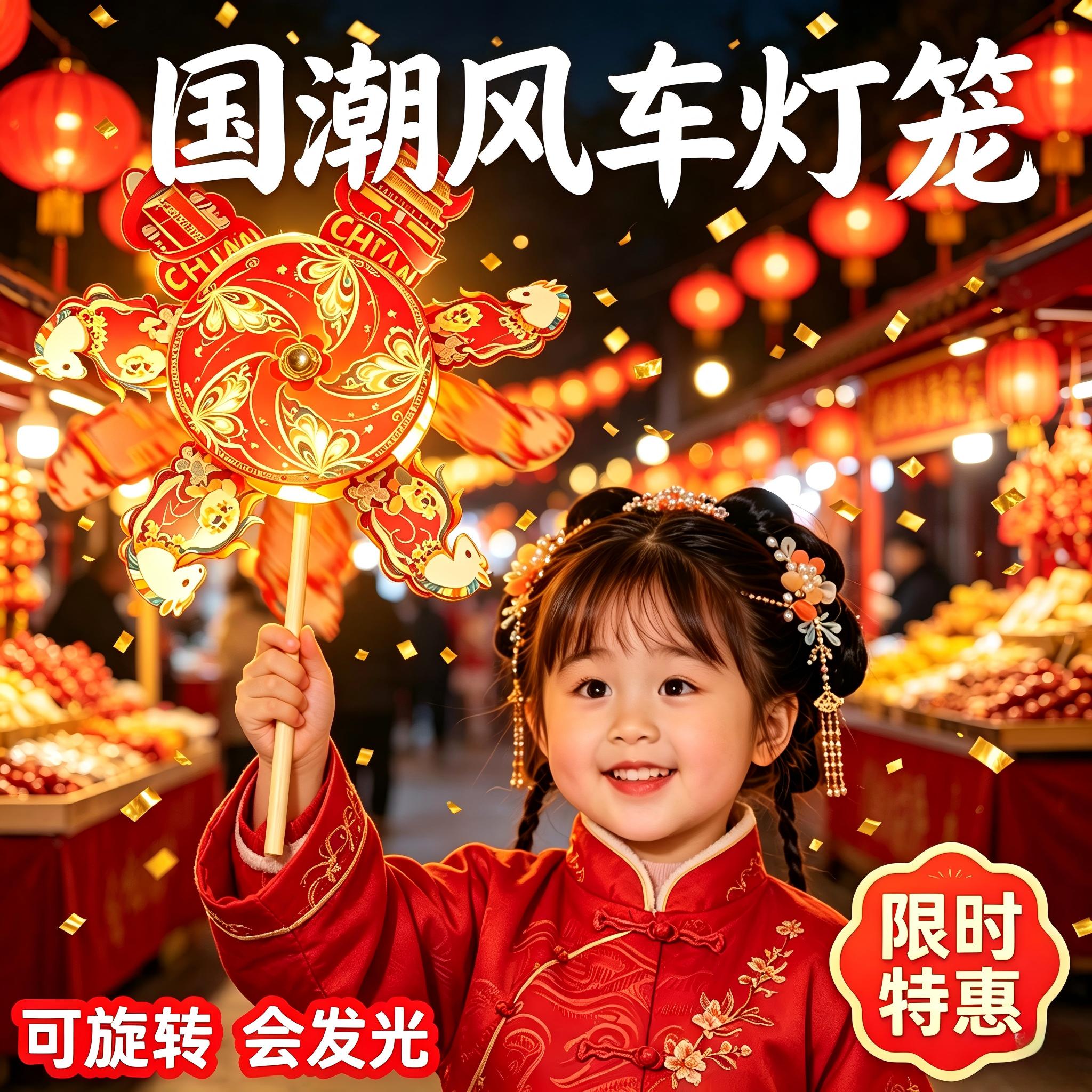 5套中秋国庆五星红旗风车灯笼