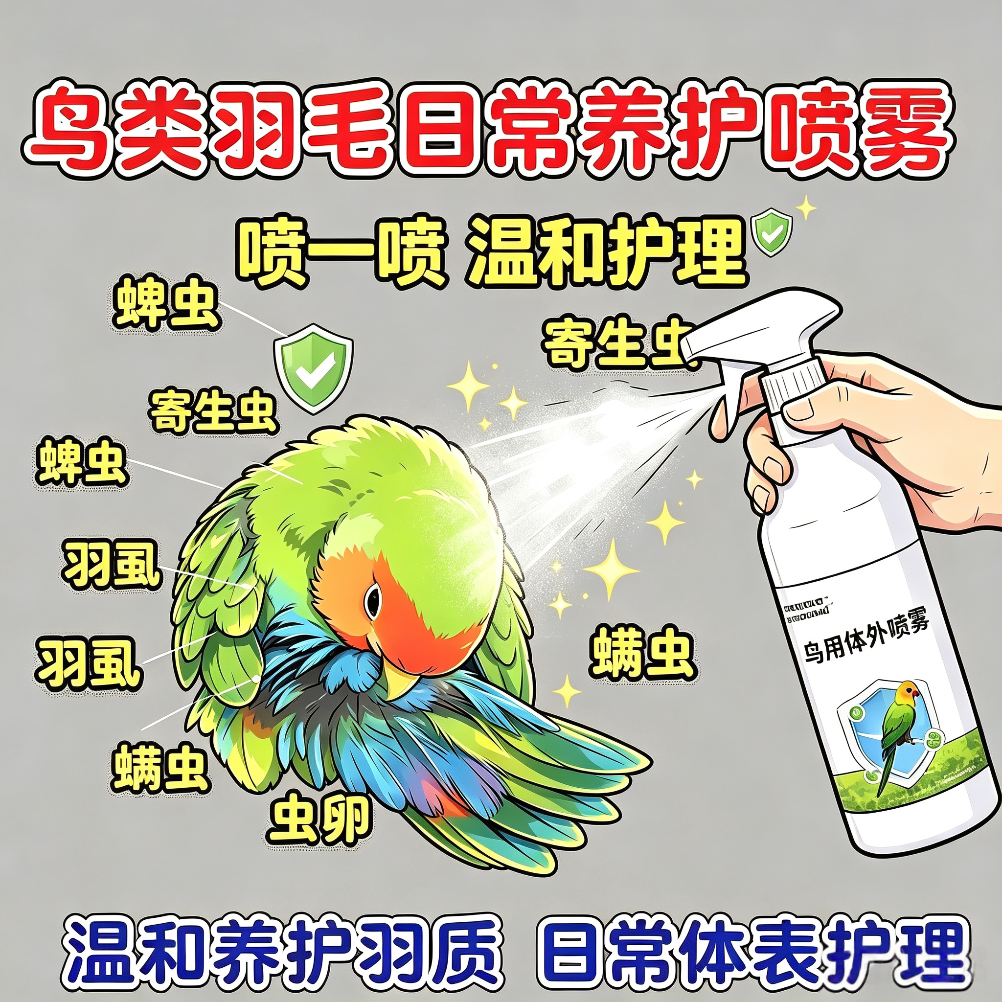 鹦鹉喷雾除羽虱去异味清洁剂