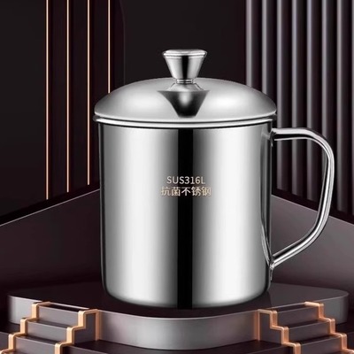 316不锈钢杯子带盖茶缸食品级大容量幼儿园家用茶杯漱口单层水杯