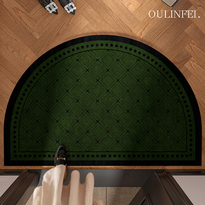 复古绿色入户门地垫半圆形免打理