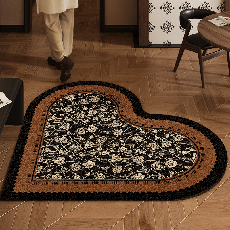 入户门地垫心形丝圈防滑耐脏