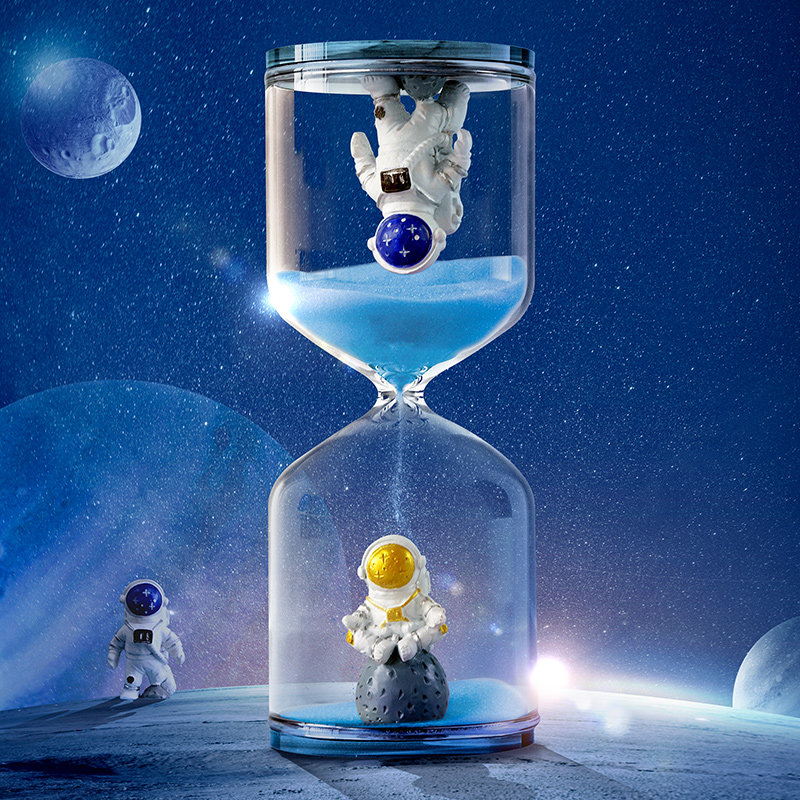 沙漏计时器儿童创意流沙摆件太空人5/15/30分钟时间管理生日礼物