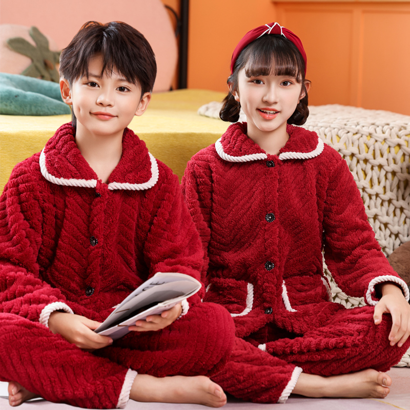 儿童睡衣春秋冬款法兰绒家居服