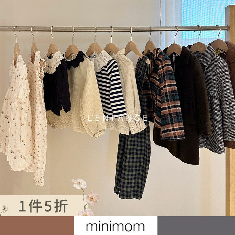 Minimom法式衬衫上衣大衣背带裤